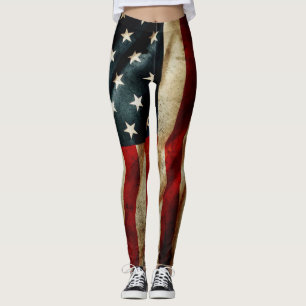 All American Grunge Flag Yoga Leggings