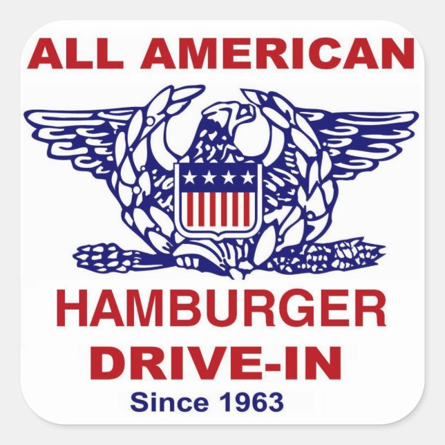 All American HAMBURGER Drive IN of Massapequa Square Sticker (Front)