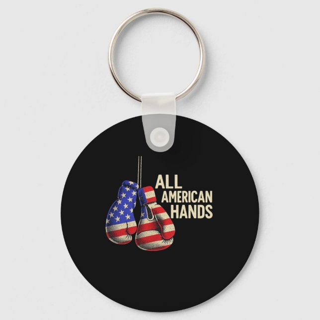 All American Hands Boxing Gloves – Patriotic Usa F Key Ring (Front)