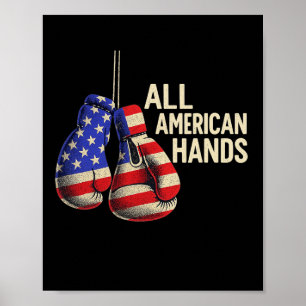 All American Hands Boxing Gloves – Patriotic Usa F Poster