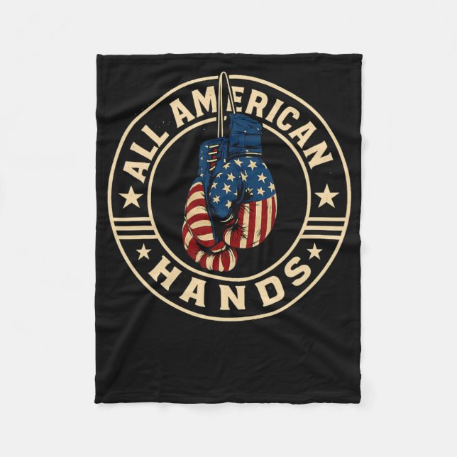 All American Hands Boxing Gloves Patriotic Usa Fla Fleece Blanket (Front)