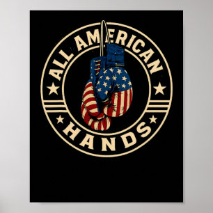 All American Hands Boxing Gloves Patriotic Usa Fla Poster