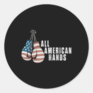 All American Hands Boxing Gloves Usa Flag Patrioti Classic Round Sticker