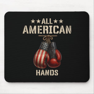 All American Hands Boxing Patriotic Usa Flag Glove Mouse Mat