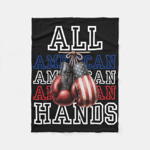 All American Hands Usa Flag Boxing Gloves Tee Fleece Blanket