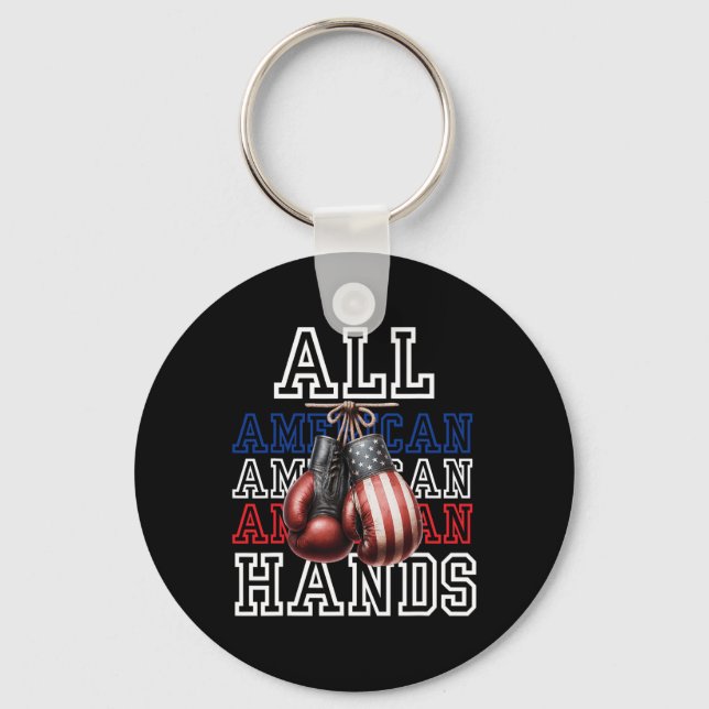 All American Hands Usa Flag Boxing Gloves Tee  Key Ring (Front)