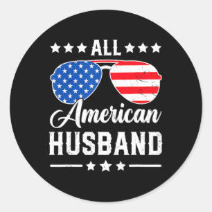 All American Husnd 4th Of July Patriotic Usa Match Classic Round Sticker