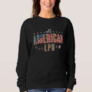 All American Lpn Usa Flag Patriotic July 4th Leopa Sweatshirt