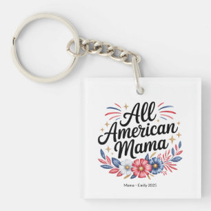 All American Mama Acrylic Keychain 4th of July Gif