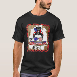 All American Mimi Patriotic Messy Bun Usa Flag 4Th T-Shirt