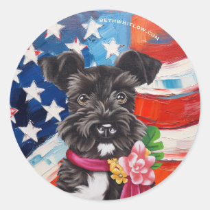 All American Mini Schnauzer Classic Round Sticker