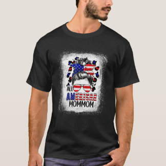 All American Mommom Bleached Leopard Patriotic T-Shirt