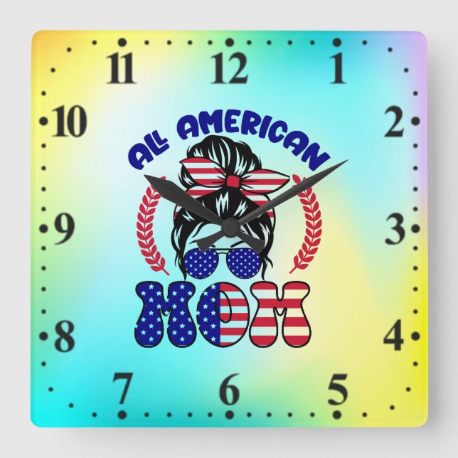 All American Mum-32169 Square Wall Clock (Front)
