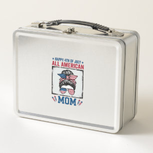 All American Mum 4th of July Vintage Shirt Design_ Metal Lunch Box