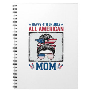 All American Mum 4th of July Vintage Shirt Design_ Notebook