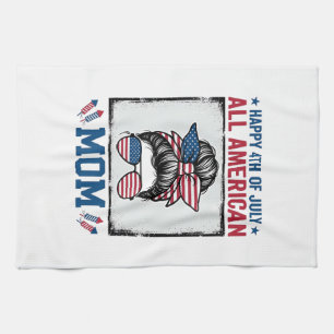 All American Mum 4th of July Vintage Shirt Design_ Tea Towel