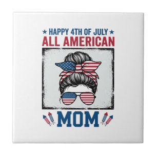 All American Mum 4th of July Vintage Shirt Design_ Tile