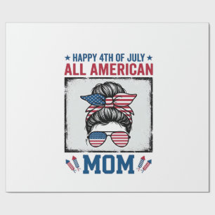 All American Mum 4th of July Vintage Shirt Design_ Wrapping Paper