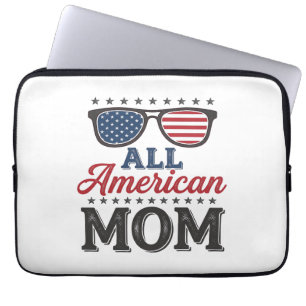 All American Mum Vintage Patriotic Shirt Design_1 Laptop Sleeve