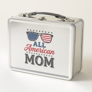 All American Mum Vintage Patriotic Shirt Design_1 Metal Lunch Box