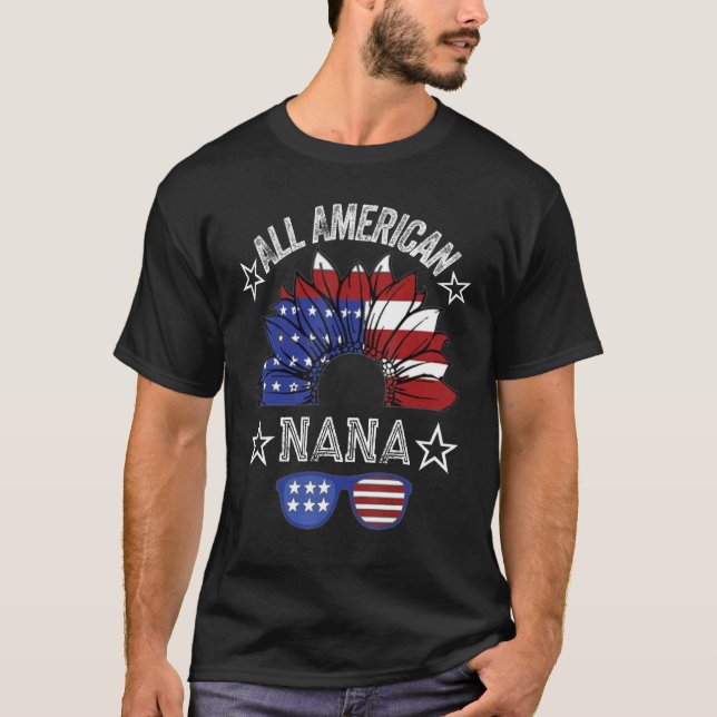 All American Nana 4th Of July Shirt Women Sunflowe (Front)