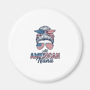 All American Nana Patriotic Messy Bun Vector Desig Magnet