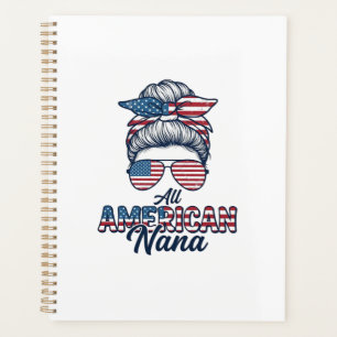 All American Nana Patriotic Messy Bun Vector Desig Planner
