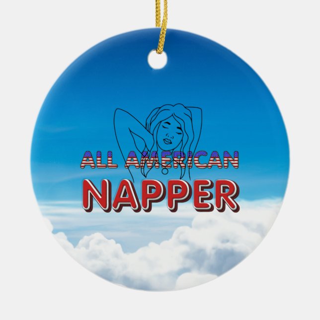 All American Napper Ceramic Tree Decoration (Front)