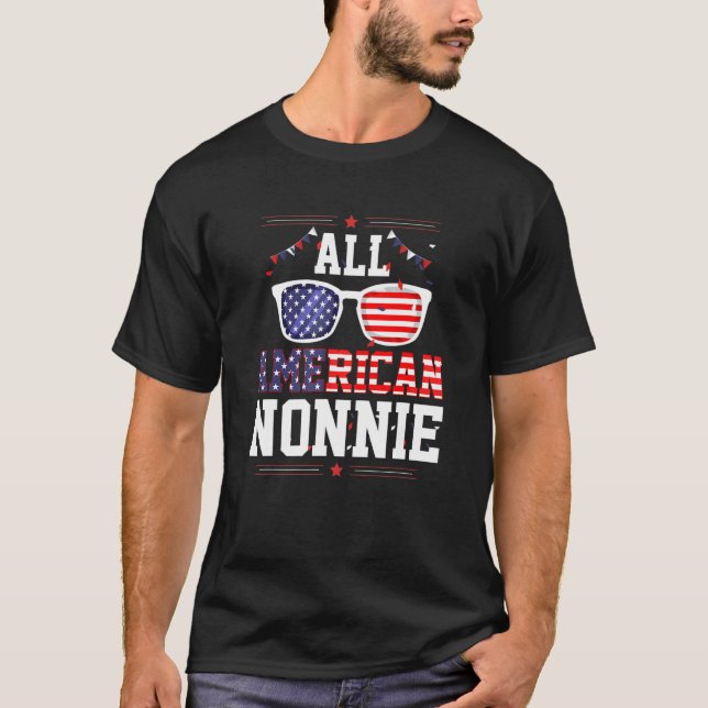 All American Nonnie 4th of July US Flag Sunglasses T-Shirt (Front)