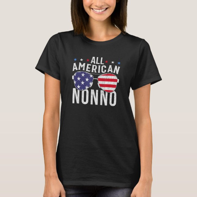 All American Nonno USA Flag Sunglasses 4th Of July T-Shirt (Front)