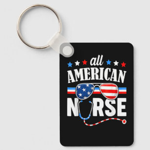All American Nurse 4th Of July Patriotic Usa Flag  Key Ring