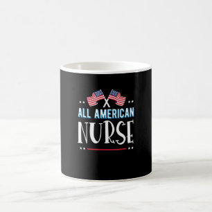 All American Nurse 4th Of July Women Men Usa Flag  Coffee Mug