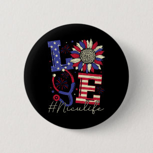 All American Nurse Scrub Memorial Day 4th of July 6 Cm Round Badge