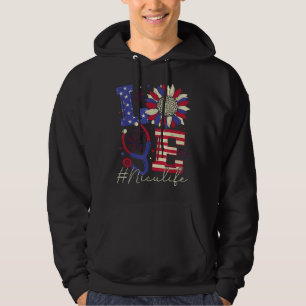 All American Nurse Scrub Memorial Day 4th of July Hoodie