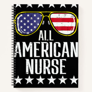 All American Nurse Sunglasses Usa Flag 4th Of Jul Notebook