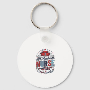 All American Nurse Vintage Patriotic Shirt Design_ Key Ring