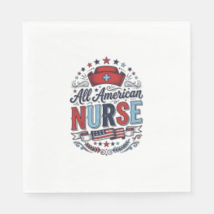 All American Nurse Vintage Patriotic Shirt Design_ Napkin