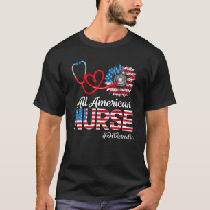 All American Orthopaedic Nurse Sunflower Patriotic T-Shirt