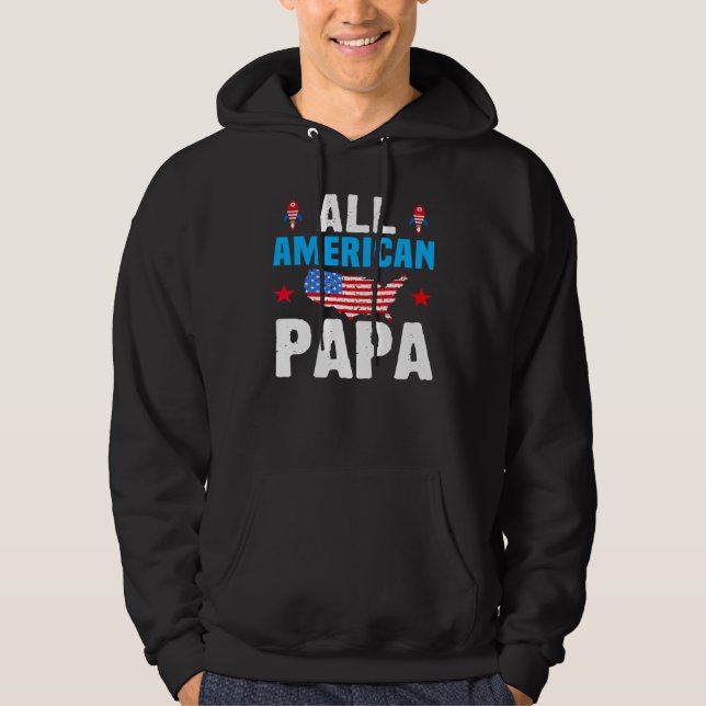 All American Papa 4th of July USA Family Matching  Hoodie (Front)