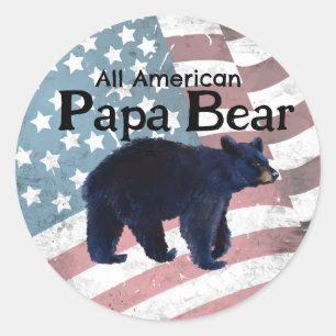 All American Papa Bear  Classic Round Sticker