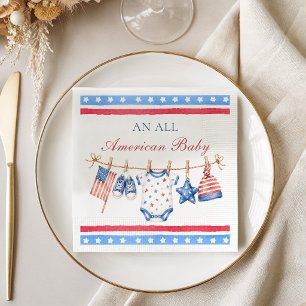 All American Patriotic 4th of July Baby Shower Napkin