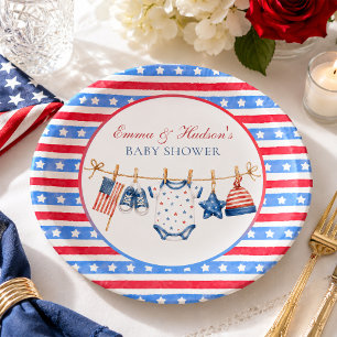 All American Patriotic 4th of July Baby Shower Paper Plate