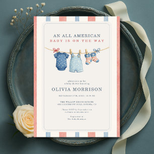 All American Patriotic Baby Shower Invitation