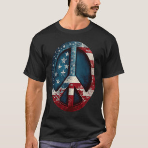 All American Peace Sign with American Flag T-Shirt