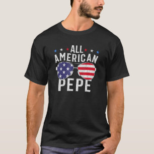All American Pepe USA Flag Sunglasses 4th Of July T-Shirt