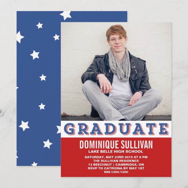 All American Photo Graduation Party Invitation (Front/Back)