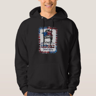 All American School Nurse Messy Bun Patriotic 4th Hoodie