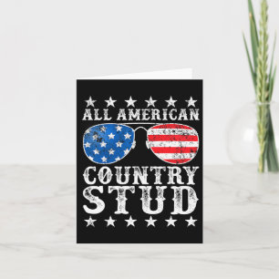 All American Stud Boy Country 4th Of July Usa Flag Card