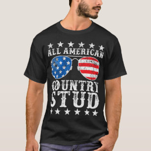 All American Stud Boy Country 4th Of July Usa Flag T-Shirt