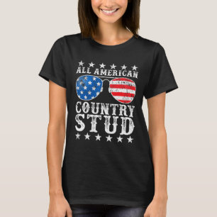 All American Stud Boy Country 4th Of July Usa Flag T-Shirt
